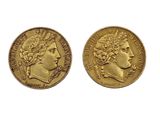 deux souverains d'or, dont l'un représente la tête d'une femme et l'autre une couronne