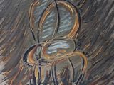 a painting of a chair with a mirror on it