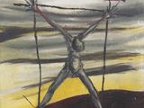 une image représentant un tableau où l'on voit un homme tenant un drapeau rouge