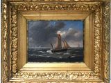 an image of a painting of a sailboat in a stormy sea