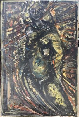 an image of a painting of a woman holding a sword
