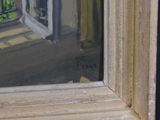 a painting of a cat sitting on a window sill