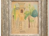 une image représentant un dessin d'une maison avec un arbre devant