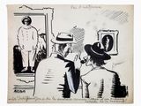 an image of a drawing of a man looking at a woman in a mirror