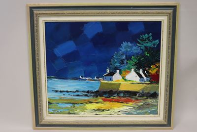 CEDANNE (né en 1944) - "Paysage de bord de mer", grande huil…