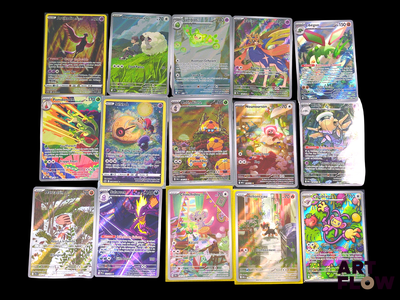 a lot of different pokemon cards on the table