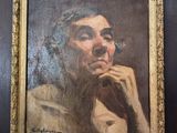 an oil painting of a man with a cigarette in his hand