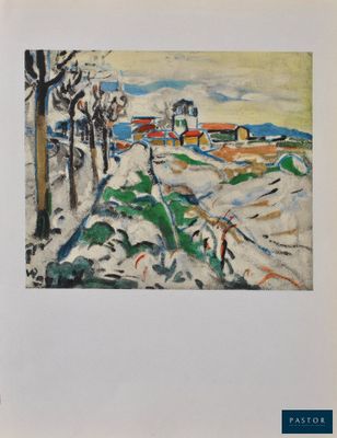 une image représentant un tableau représentant un paysage enneigé avec une église au loin