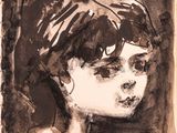 une image représentant le dessin d'une femme portant un bandeau