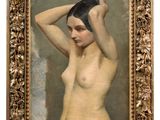 an image of a painting of a nude woman holding her hair