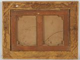 an old picture of a window with a broken glass in it