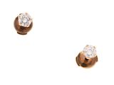 a pair of diamond stud earrings on a white background