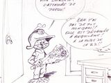 drawing of a cartoon of a man in a fireman ' s uniform holding a bouquet of flowers
