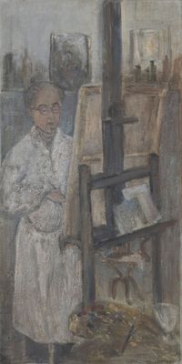 Hervé THIBAULT ( né en 1944) Autoportrait à l'atelier