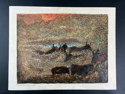 Henri FROMENT ( XXème-XXIème) - Crépuscule sur la Camargue -…