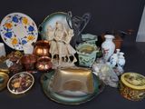 a table with a lot of decorative items on it