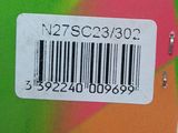 a close up of a barcode on a colorful box