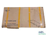 packaging of a laptop computer sitting on top of a cardboard box