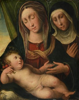 an image of a painting of a woman holding a baby