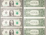 une série de billets de vingt dollars au motif vert et blanc