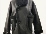 an image of a black leather jacket with a fur collar