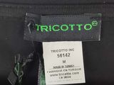 a close up of the label on the back of a black shirt