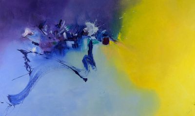 KARLS (1971-) "La plénitude du jaune" HST, SBD, sans cadre.