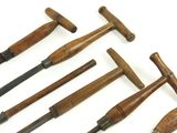 six different types of woodworking tools sitting on top of a white surface