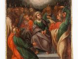 an image of a painting of a group of people in a church