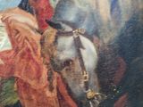 a painting of a man riding a horse with a woman on it