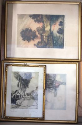 two framed pictures of a man and a woman sitting on a couch