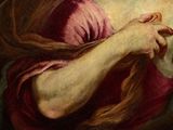 painting of a woman with long hair holding a bird in her hand
