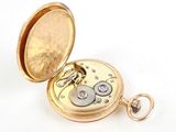an image of a gold pocket watch with a chain on a white background