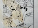 drawing of a man and a woman standing next to each other