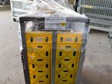 a cart that has some boxes on it in a warehouse