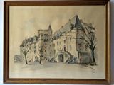 an image of a painting of a castle on a wall