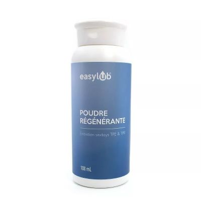 un flacon de Easylubb Poudre Régénérante sur fond blanc