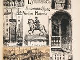 an old book with a drawing of a horse and a man riding on a horse