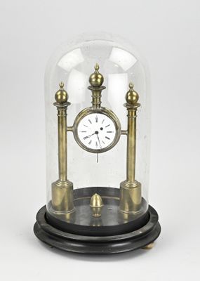 a glass dome with a clock inside of it
