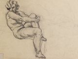 l'image d'un dessin représentant un homme assis sur une chaise