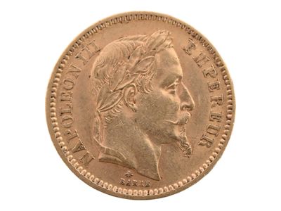 Pièce de 20 francs or Napoléon III tête laurée, 1866. Petite… - Photo 1