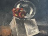 a painting of a vase with flowers inside of it