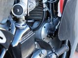 a close up view of a motorcycle with a black seat