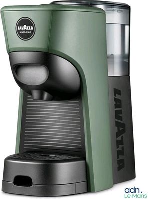 an image of a green coffee maker on a white background