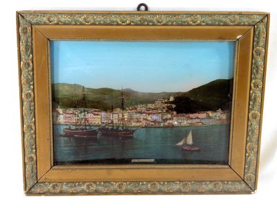 Italie ! Photo couleur fixé sur verre, Le Port de San- Remo …