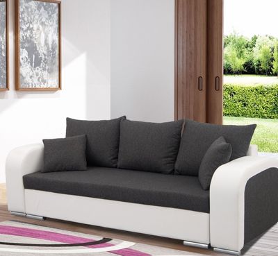 Canapé 3 places convertible FULLSPACE- en tissu gris foncé e…