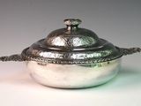 silver plated lidded box with a turtle on top