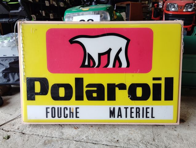 Ancienne Enseigne lumineuse POLAROIL. Enseigne en plexiglas cadre...