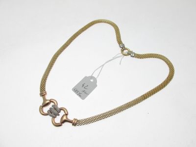 collier maille tubulaire monture or bas-titre 585°/°° troi… - Photo 1
