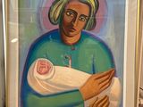 painting of a woman holding a baby in her arms
